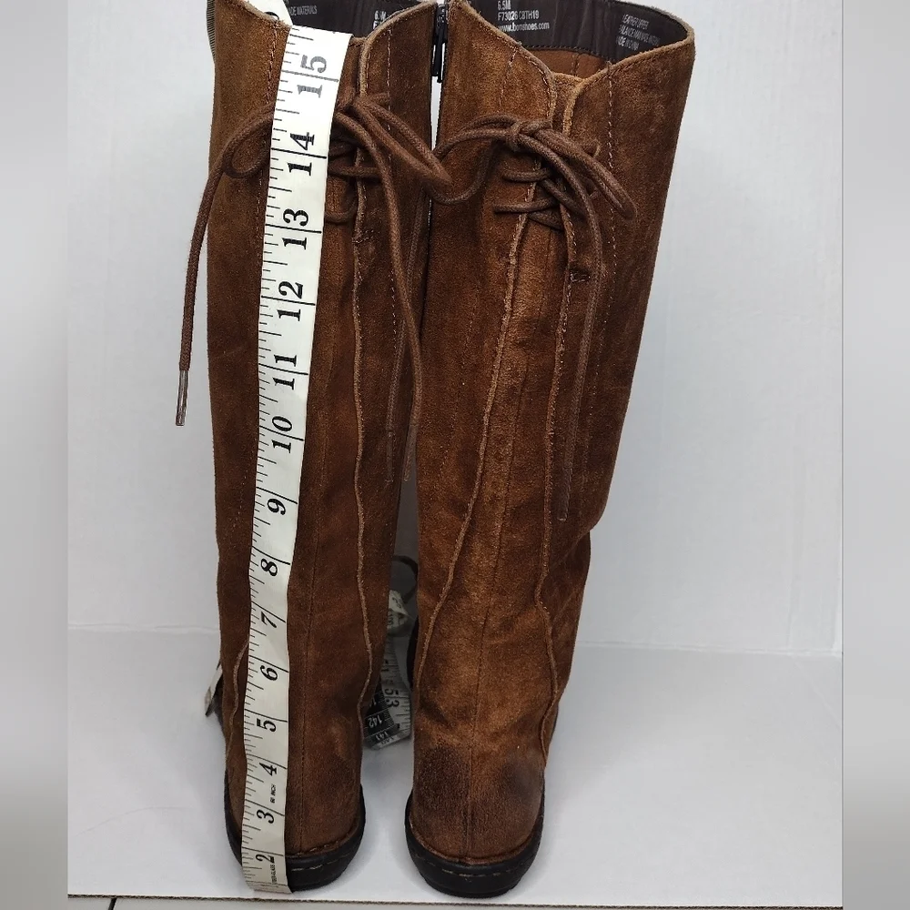 Born Caladium Brown Distressed Zip Tall Riding Over The Knee Boots Sz 6.5